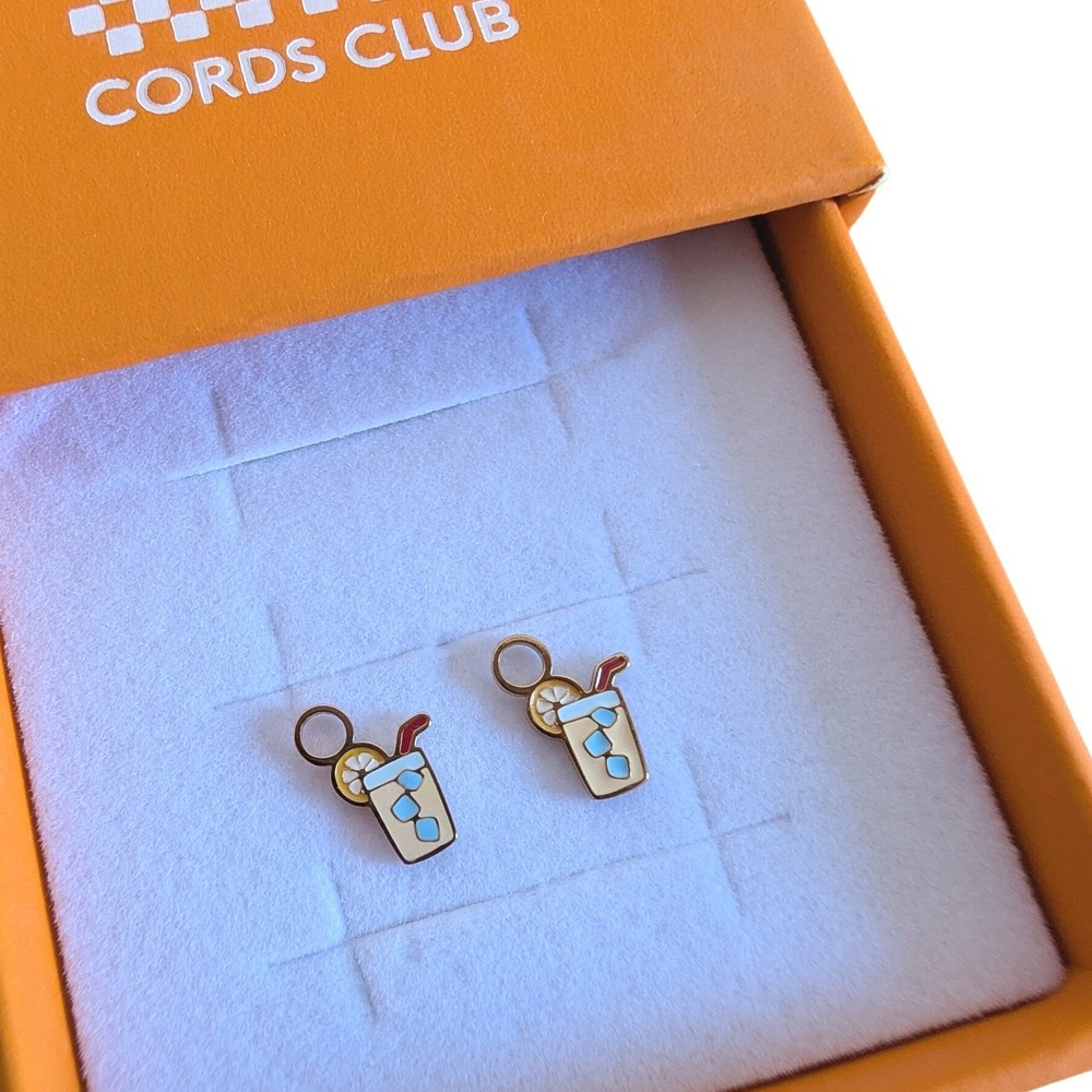 Cords Club Lemonade Enamel Hoop Charms Gold Drink Backyard BBQ Pendants Set of 2